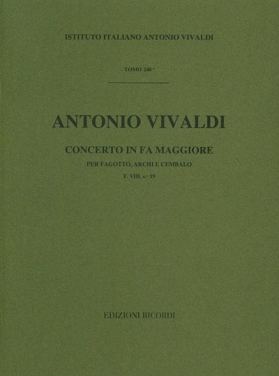 A. Vivaldi: Concerto per Fagotto, Archi e , FagStrBc (Part.)