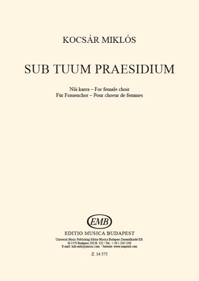 M. Kocsár: Sub tuum praesidium, Fch (Chpa)