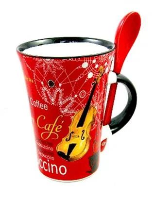 Cappuccino Tasse – Geige mit Löffel