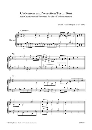 Michael Haydn - Cadenzen und Versetten Tertii Toni