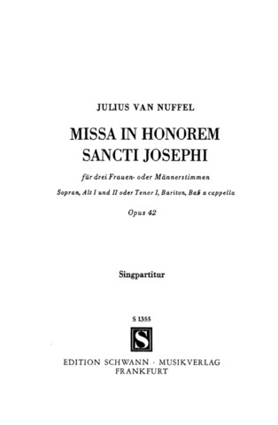 Julius van Nuffel - Missa in honorem Sancti Josephi op. 42