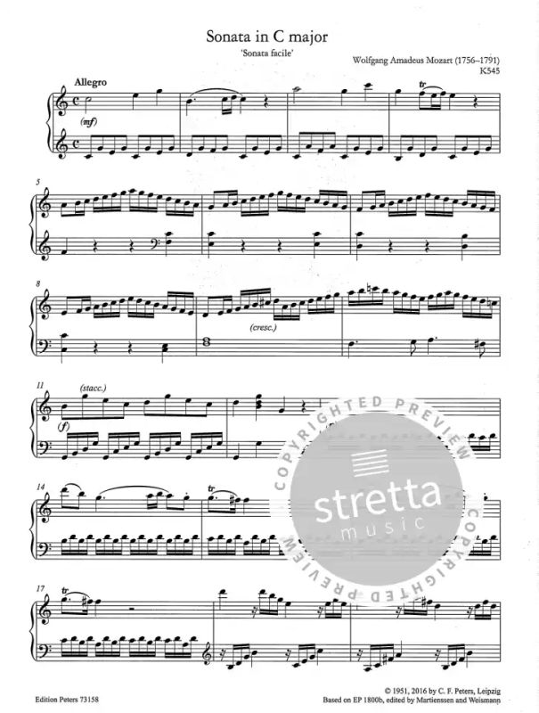 Wolfgang Amadeus Mozart - Sonata C-Dur KV 545 "Sonata facile"