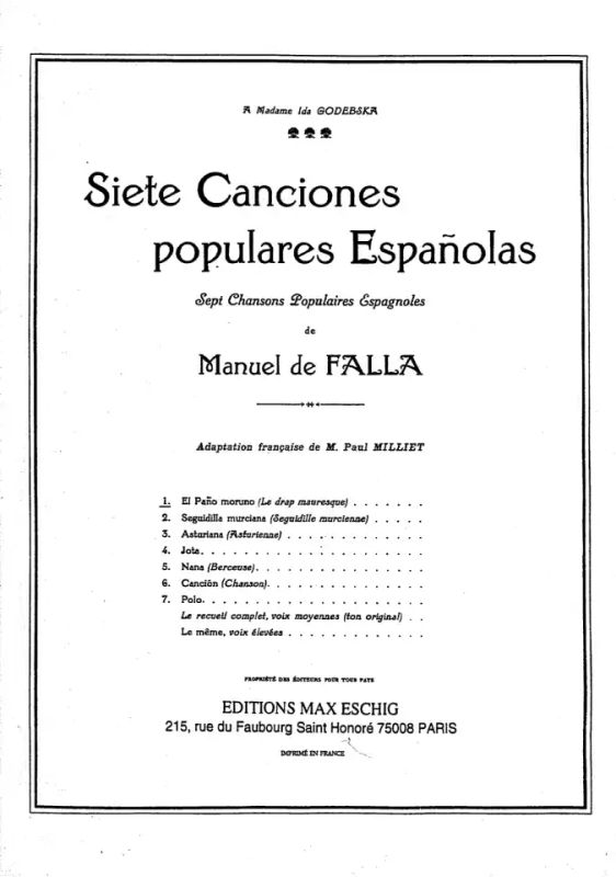 Manuel de Falla - Siete Canciones Populares Espanolas Nr. 1 El Pano Moruno