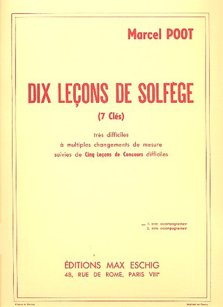 Marcel Poot - 10 Lecons Solfege Avec Piano (7 Cles )
