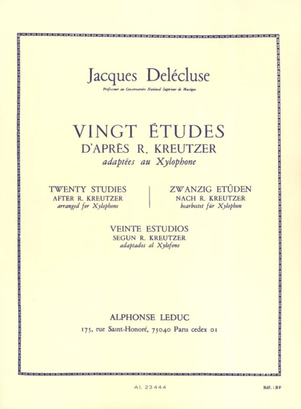 Jacques Delécluse - 20 Etudes d'après Kreutzer adapt. pour Xylophone