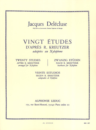 Jacques Delécluse - 20 Etudes d'après Kreutzer adapt. pour Xylophone