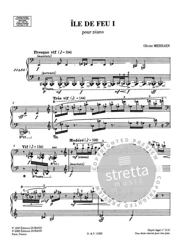 Olivier Messiaen - Quatre Etudes De Rythmen1: Ile De Feu Ipour Piano (1)