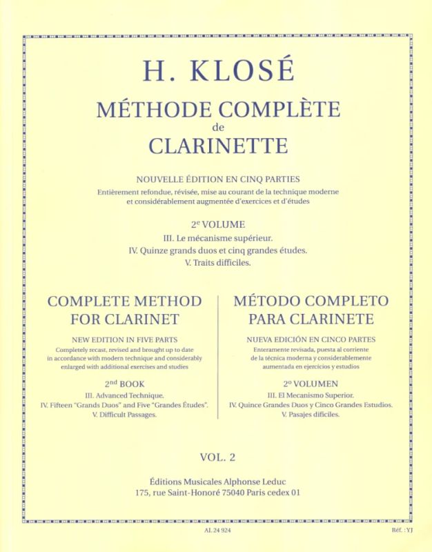 Hyacinthe Eleonore Klosé: Méthode complète de Clarinette 2 (0)