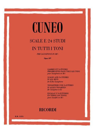 Cuneo Angelo Francesco: Scale E 24 Studi In Tutti I Toni Per Saxofono In M