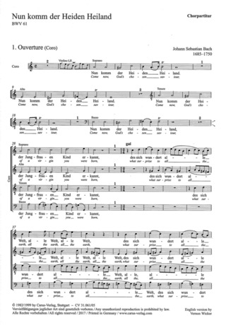 Johann Sebastian Bach - Nun komm, der Heiden Heiland (I) BWV 61 (1714)