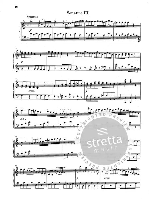 : with fingering Sheet music for piano Six Sonatinas Op.36 