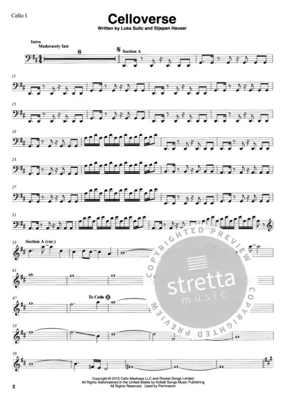 2Cellos Sheet Music Collection Selections from Celloverse In2ition & Score 