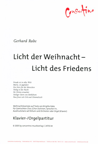 Gerhard Rabe - Licht der Weihnacht, Licht des Friedens