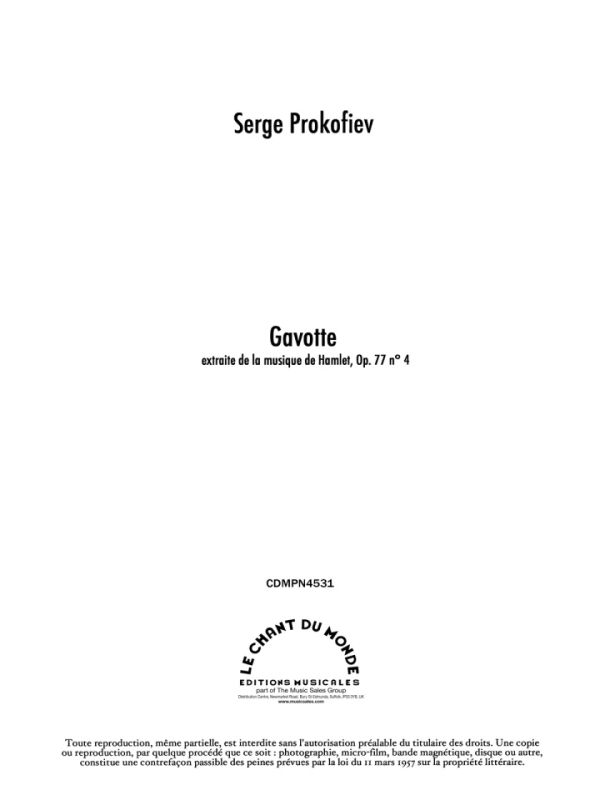 Sergei Prokofjew - Gavotte No. 4 Op. 77