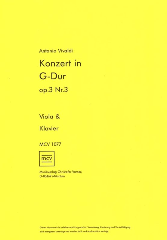 Antonio Vivaldi - Concerto G-Dur Op 3/3 Rv 310 Pv 96 F 1/173 T 408