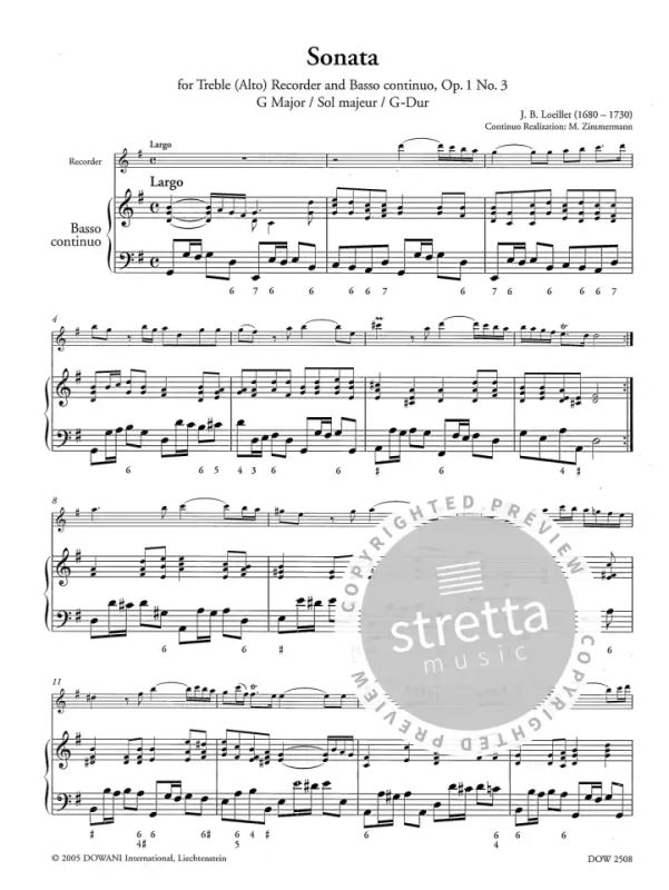 Jean-Baptiste Loeillet de Londres - Sonata G major op. 1/3