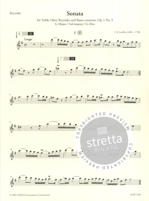 Jean-Baptiste Loeillet de Londres - Sonata G major op. 1/3