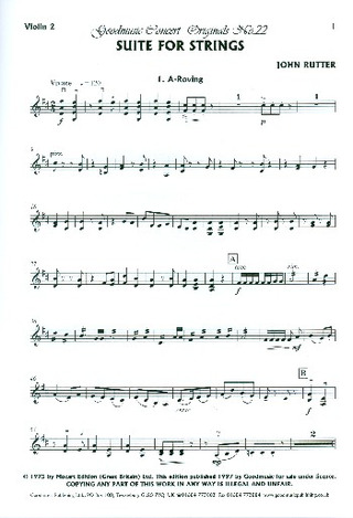 John Rutter - Suite For Strings: Violin 2