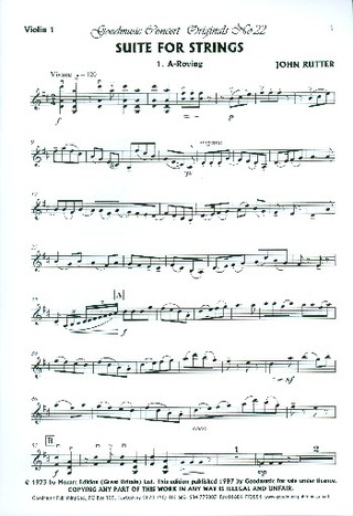 John Rutter - Suite For Strings: Violin 1