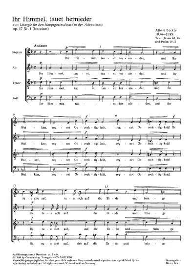 Albert Becker - Ihr Himmel, tauet hernieder F-Dur op. 57, 1