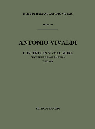 Antonio Vivaldi - Sonata per Violino e BC in Si Bem. Rv 34