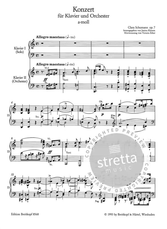 Clara Schumann - Konzert a-Moll op. 7 für Klavier und Orchester
