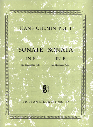Hans Chemin-Petit - Sonate in F für Blockflöte solo