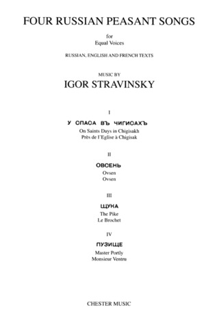 Igor Strawinsky: Four Russian Peasant Songs (Upper or Lower Voices)