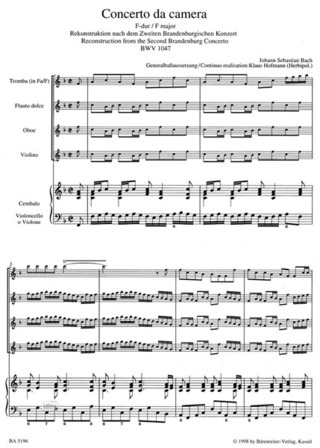 Johann Sebastian Bach: Concerto da Camera in F Major