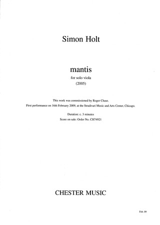 Simon Holt - Mantis (Solo Viola)