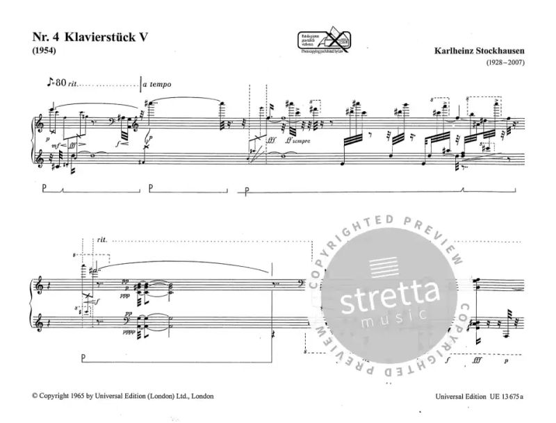 Karlheinz Stockhausen: Klavierstück V für Klavier Nr. 4 (1954) (1)