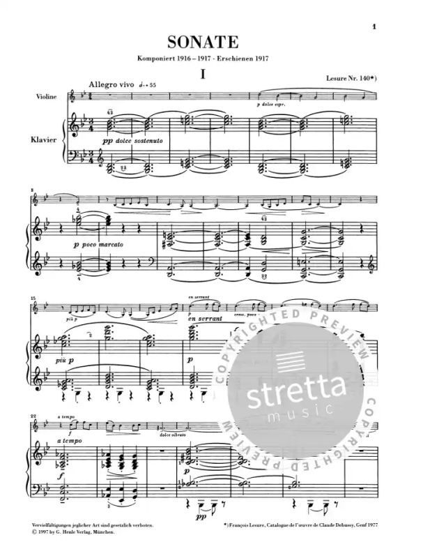 Claude Debussy - Sonate pour violon sol mineur