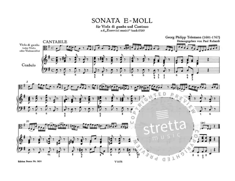 Georg Philipp Telemann: Sonate für Viola da gamba und Basso continuo e-Moll (1)
