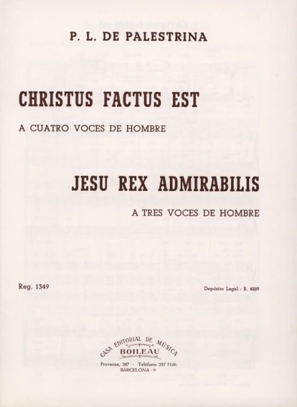 Giovanni Pierluigi da Palestrina - Christus Factus est & Jesu Rex admirabilis