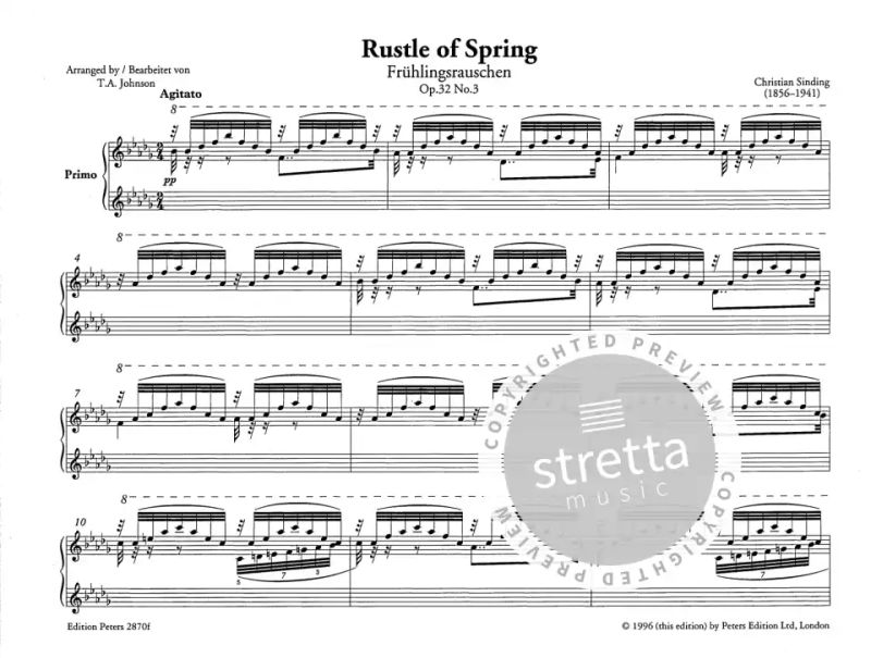 3 Edition Peters 2870 Klavier Noten Sinding Frühlingsrauschen op 32 Nr 