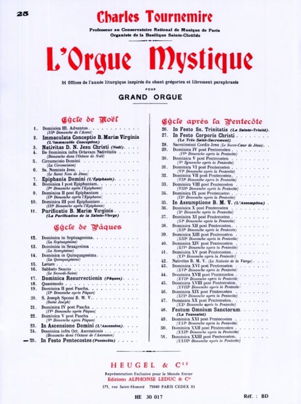 Charles Tournemire - L'Orgue Mystique 25