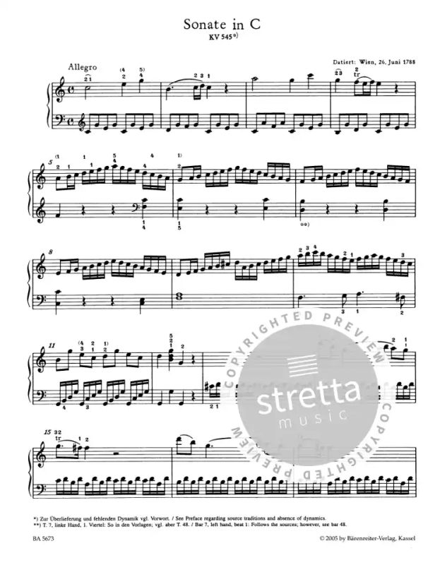 Wolfgang Amadeus Mozart: Sonata in C major KV 545 (1)