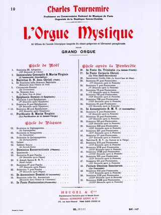Charles Tournemire - L'Orgue mystique Vol.10