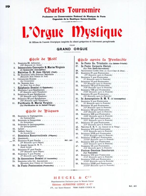 Charles Tournemire - L'Orgue mystique Vol.19