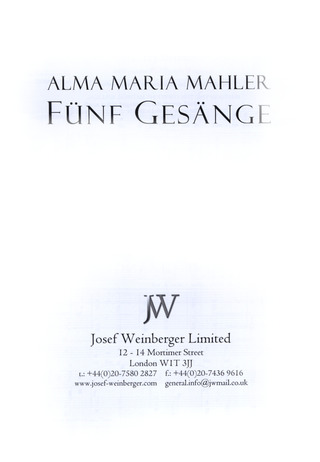 Alma Mahler - Fünf Gesänge