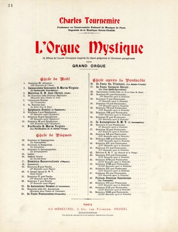 Charles Tournemire - L'Orgue mystique Vol.21