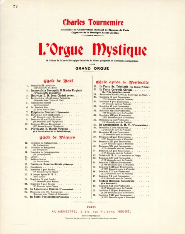 Charles Tournemire - L'Orgue mystique Vol.29