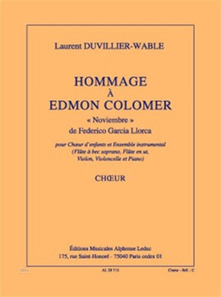 Laurent Duvillier-Wable - Hommage a Edmon Colomer Childrens Choir & Ens
