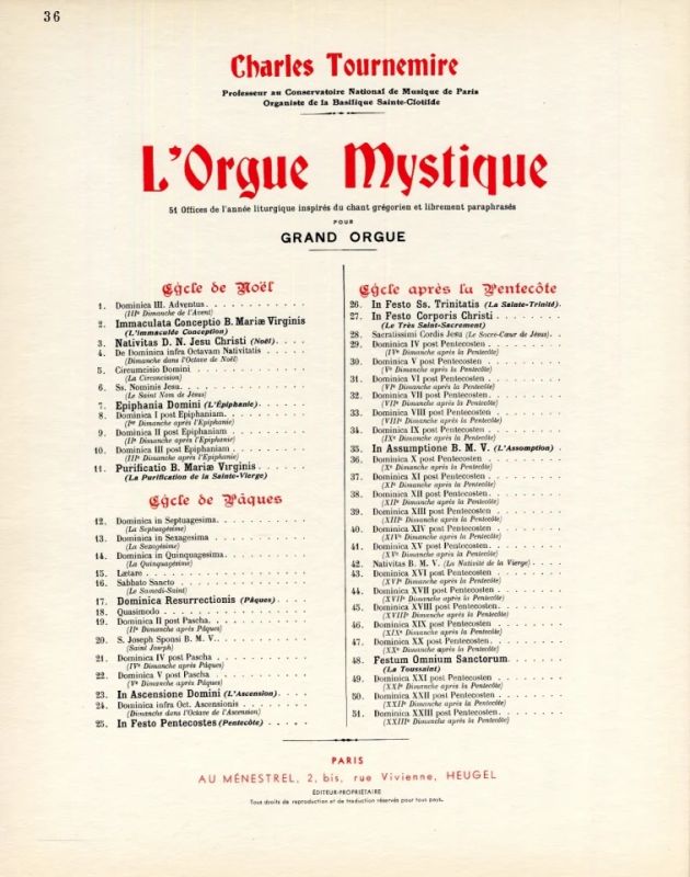 Charles Tournemire - L'Orgue mystique Vol.36