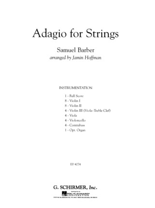Samuel Barber - Adagio For Strings - Score Only