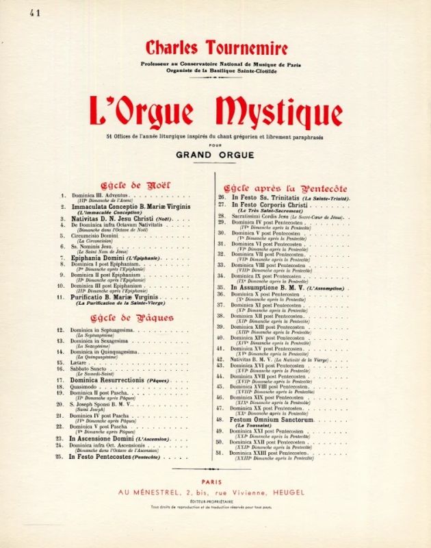 Charles Tournemire - L'Orgue mystique Vol.41