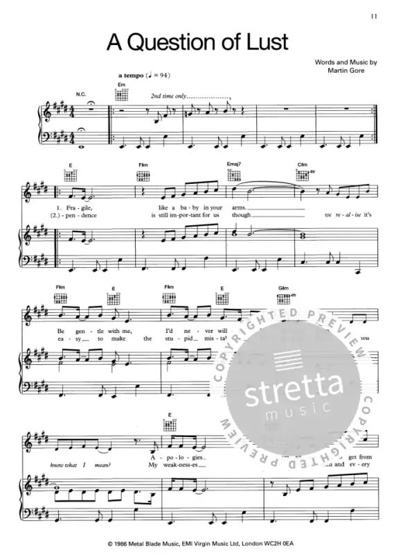 Songbook Spartito partiture Depeche MODE-SINGLES 86-98 