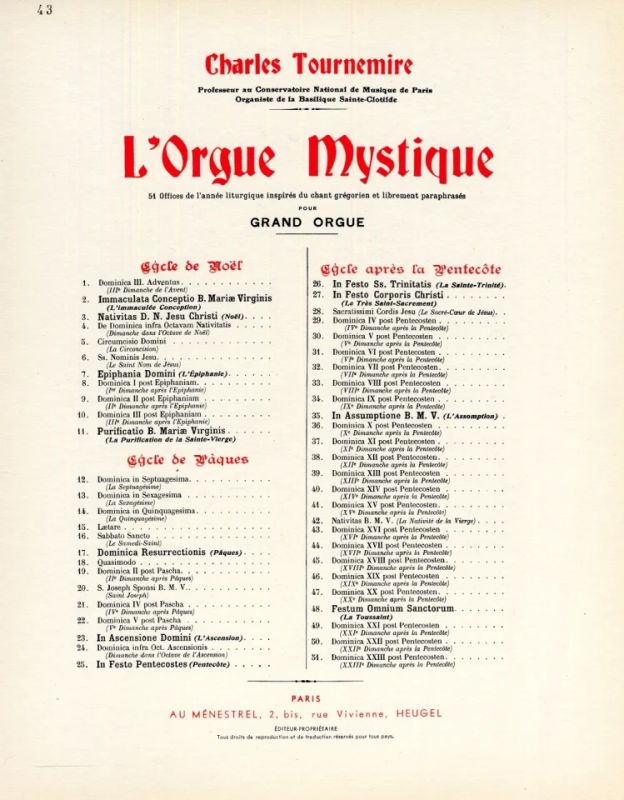 Charles Tournemire - L'Orgue mystique Vol.43