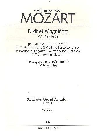 Wolfgang Amadeus Mozart - Dixit et Magnificat C-Dur KV 193 (1774)