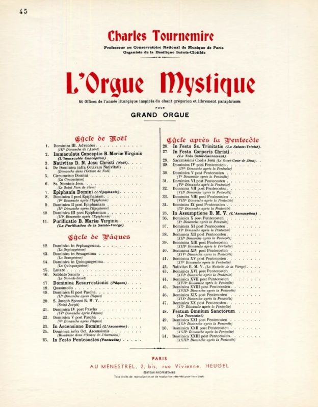 Charles Tournemire - L'Orgue mystique Vol.45
